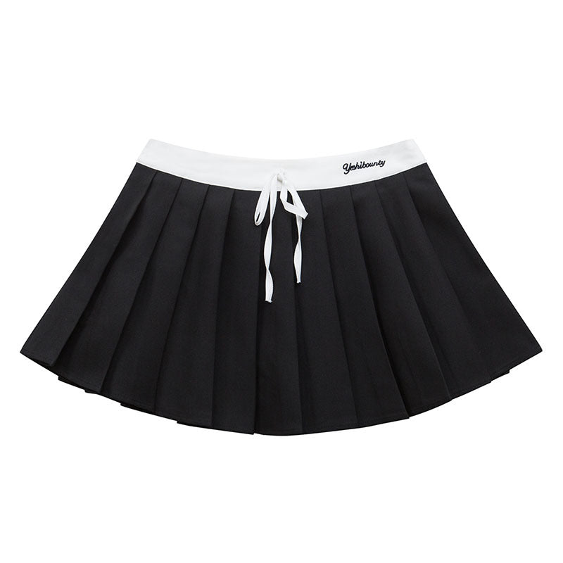 Harajuku Style Color Block Pleated A-Line Skirt