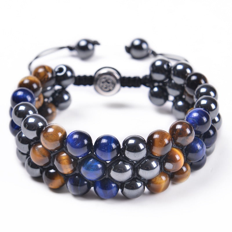 Adjustable 8MM Tiger Eye Woven Bracelet for Men