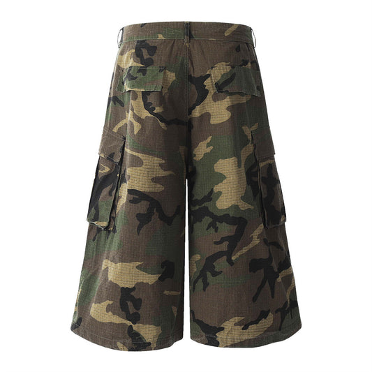 Men's Loose Wide-Leg Camouflage Summer Work Shorts