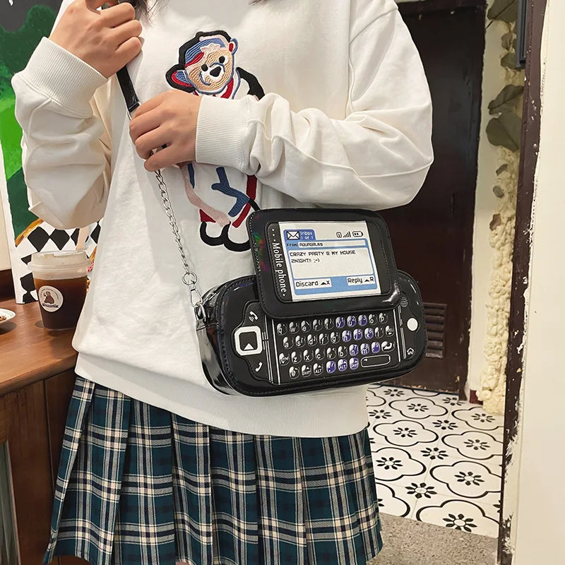 Playful Mobile Phone Shape Chain Crossbody Bag