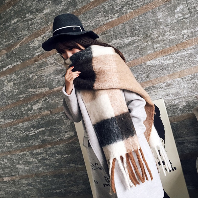 Mingjiebihuo Harajuku Style Plaid Scarf Shawl