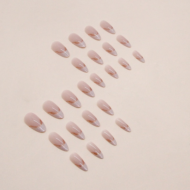 Playful Pearlescent Almond Nail - Irregular French Manicure