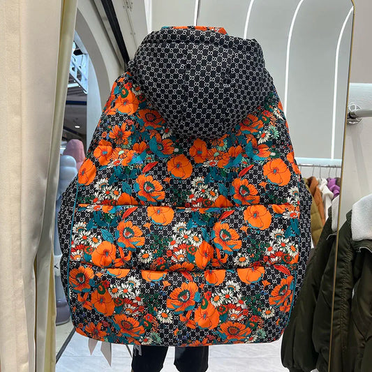 Harajuku Style Printed Down Jacket for Women