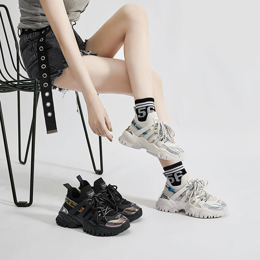 Harajuku Style Tennis Platform Wedge Shoes for Women