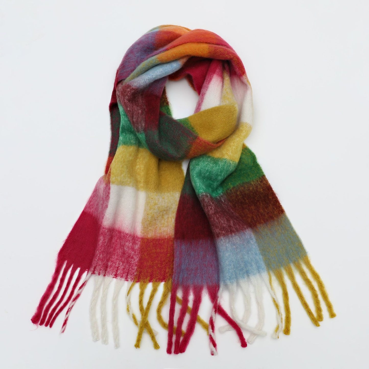 Thickened Imitation Cashmere Plaid Scarf for Women