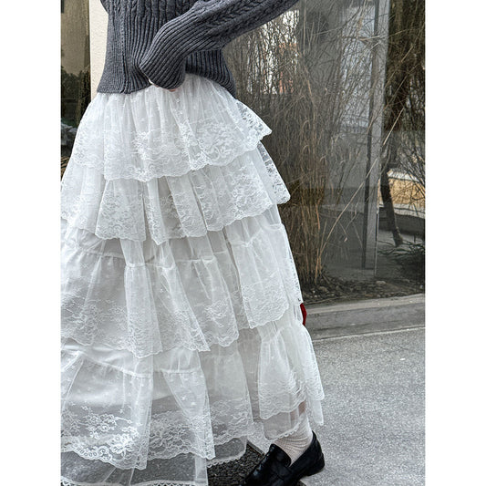 High Waisted A-Line Lace Skirt - Harajuku Style