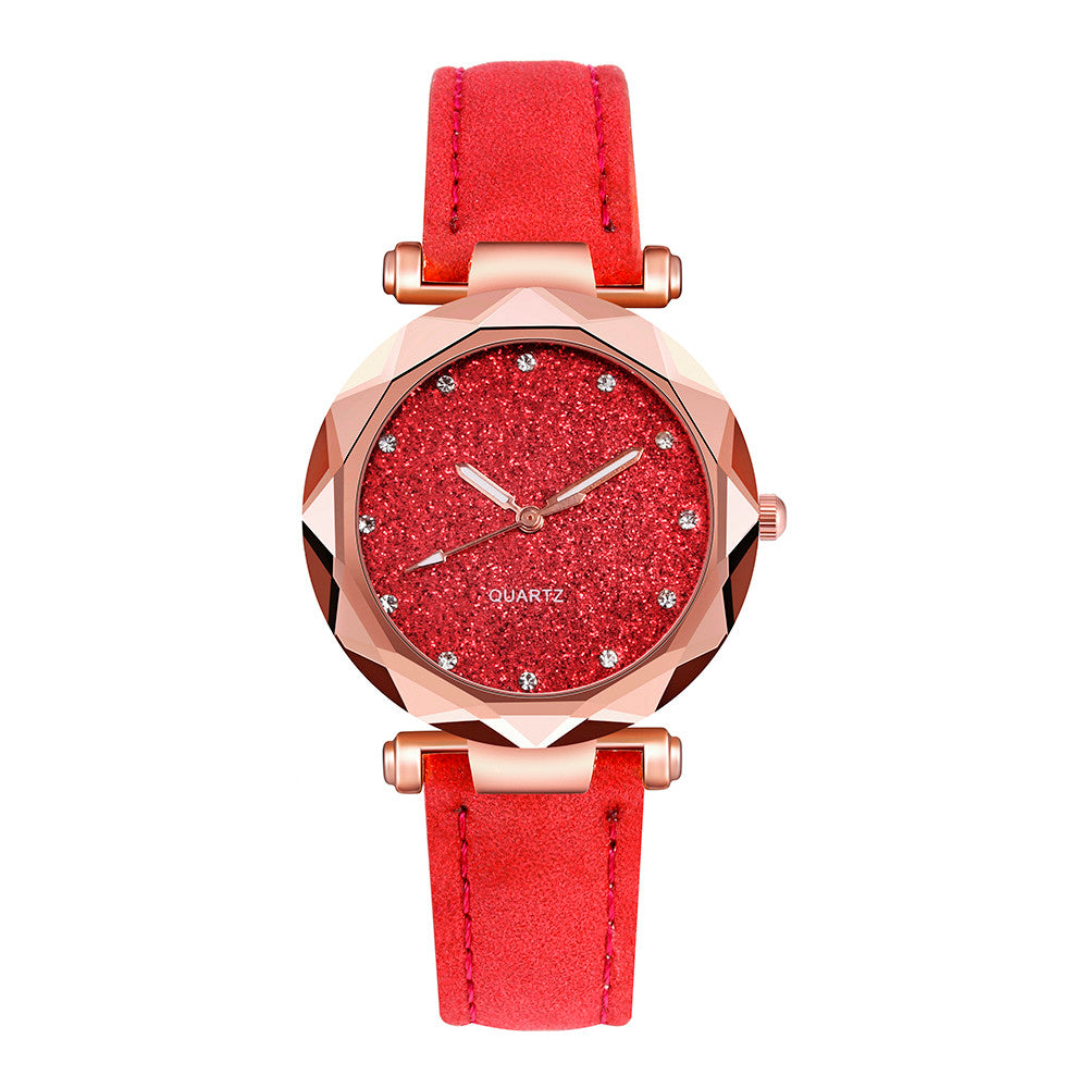 Harajuku Style Rhinestone Rose Gold Quartz Watch for Women