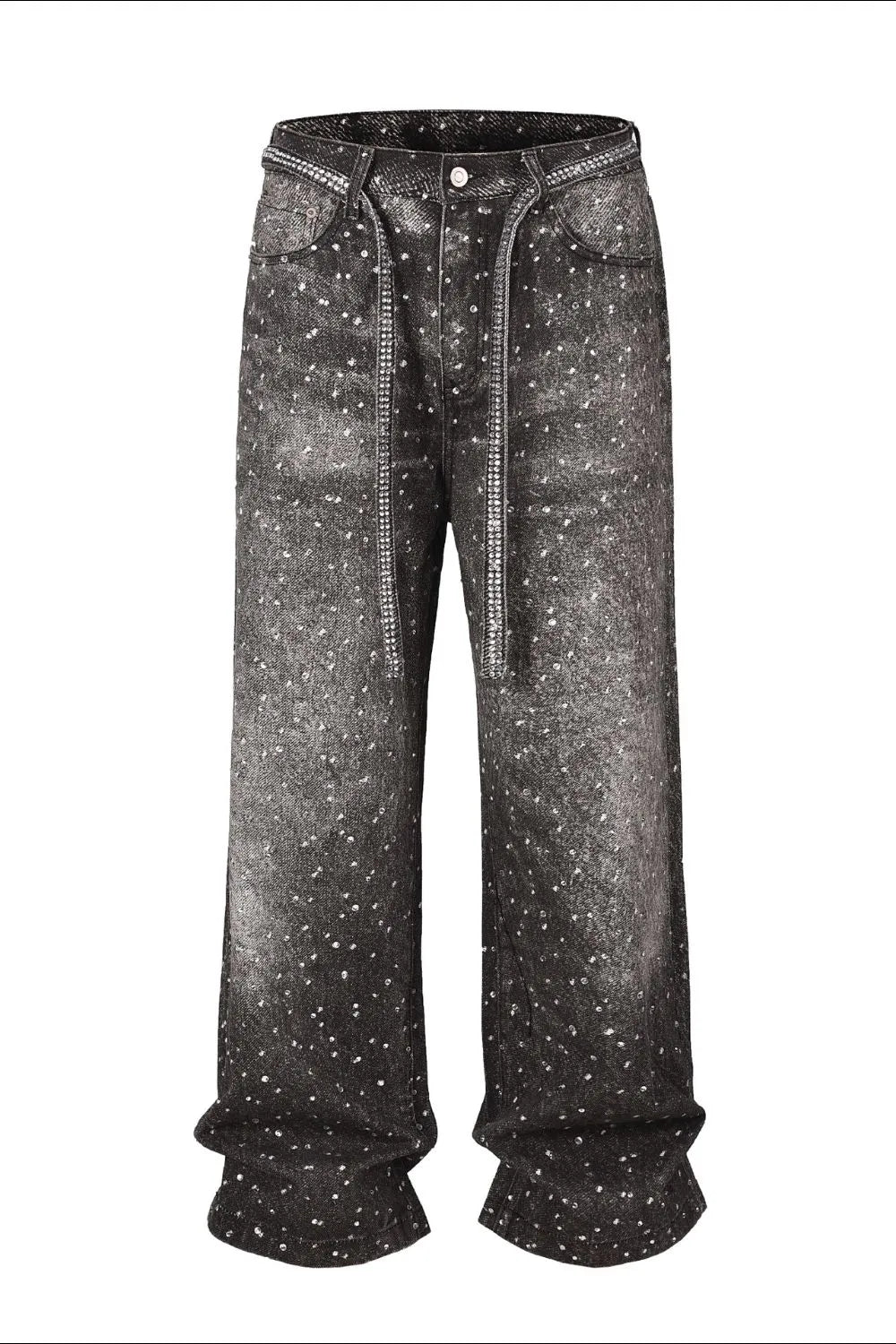 Harajuku Style Washed Loose Wide Leg Printed Jeans