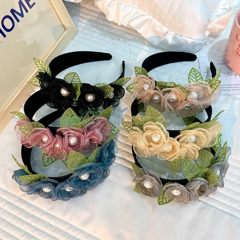 Fashionable Fabric Flower Pearl Headband