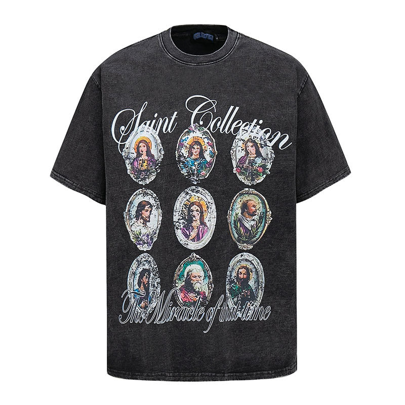 Playful White Ink Direct Spray Printed Half-Sleeve T-Shirt