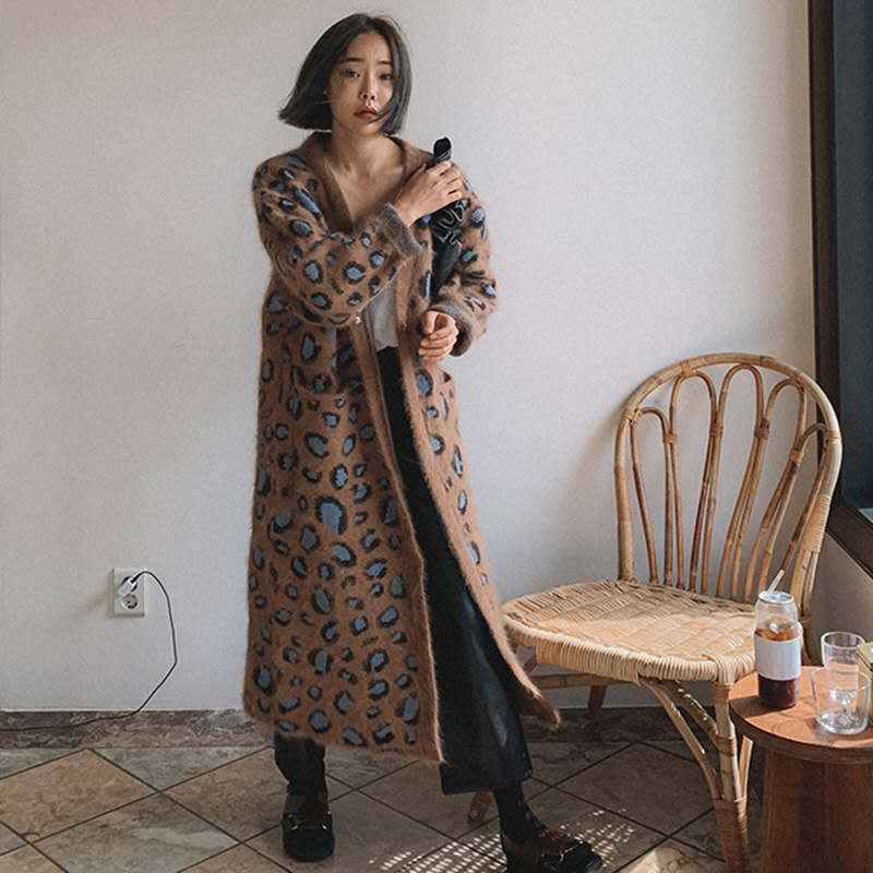 Playful Leopard-Print V Neck Cardigan for Women
