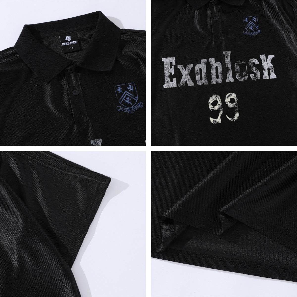 Harajuku Style Printed Turn-down Collar Short Sleeve T-Shirt