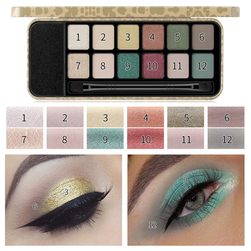 12 Colors Leopard Eyeshadow Palette - Pearl Matte Finish