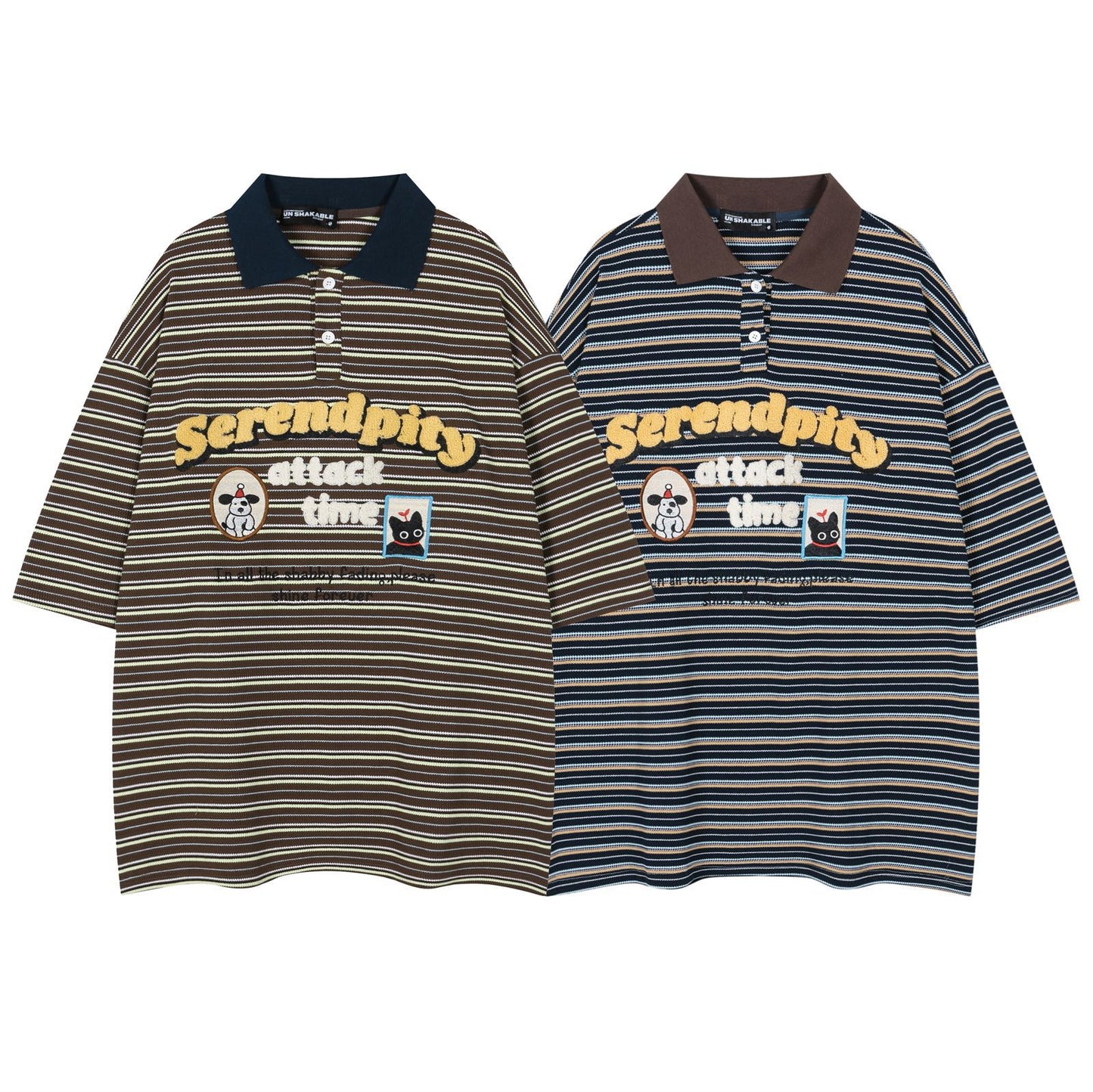 Retro Stripe Heavy Embroidery Casual T-Shirt