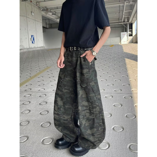Multi Pocket Camouflage Wide Leg Workwear Pants
