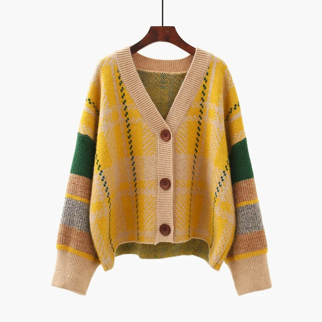 Women's Vintage Loose V Neck Cardigan - Harajuku Style