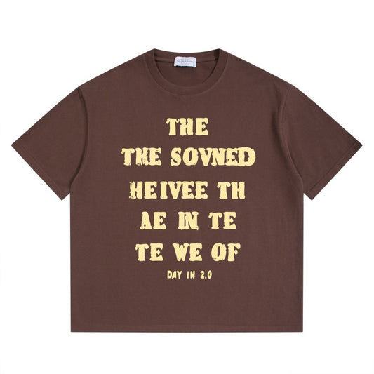 Unisex Harajuku Style Letter Printed Round Neck T-Shirt