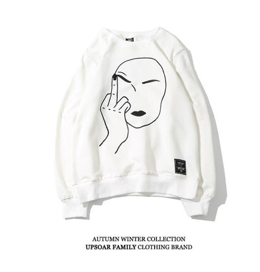 Harajuku Streetwear Middle Finger Hoodie for Men