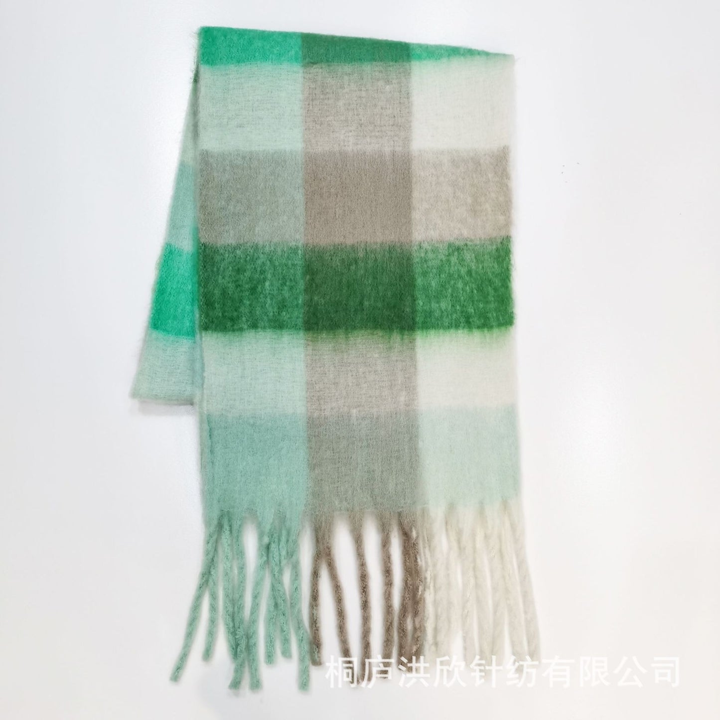 Rainbow Plaid Tassel Scarf for Autumn & Winter