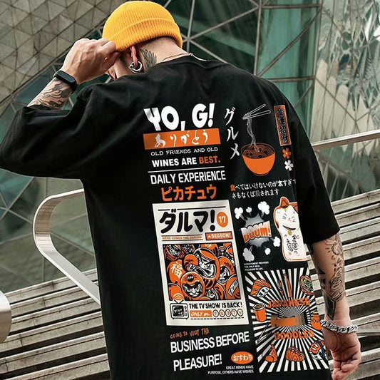 Loose Fit Half Sleeve T-Shirt for Men - Harajuku Style