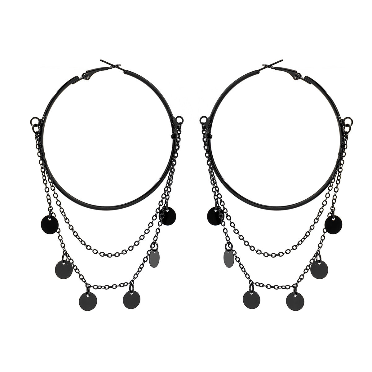 Playful Black Pentagonal Star Earrings - Gothic Harajuku Style