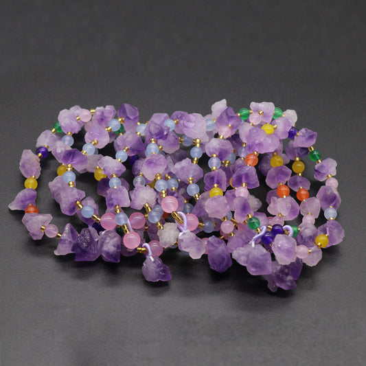 Lavender Amethyst Raw Stone Bracelet - Harajuku Style