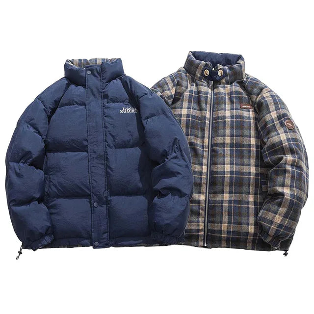 Vintage Double-Sided Plaid Parka Jacket for Men & Women
