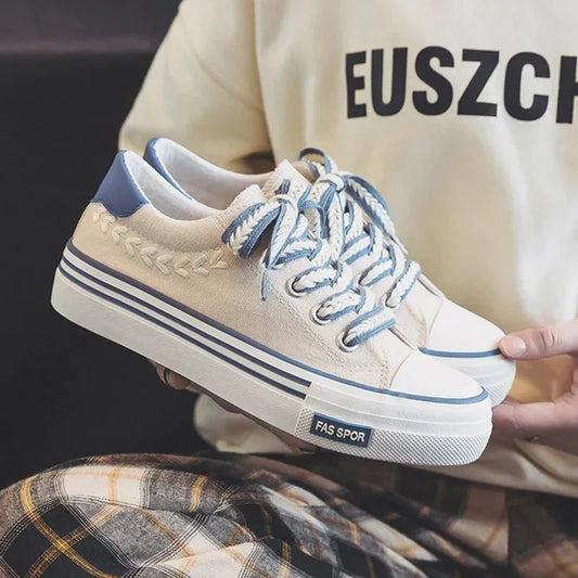 Women’s Platform Canvas Shoes – Chunky Sneakers for Outdoor Fun