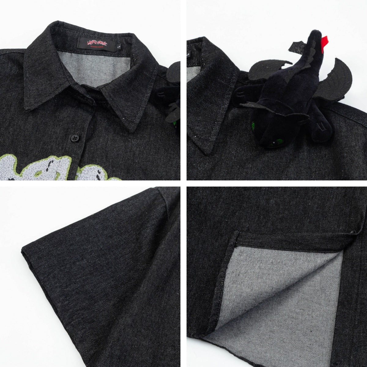 Retro Toothless Denim Shirt - Harajuku Style