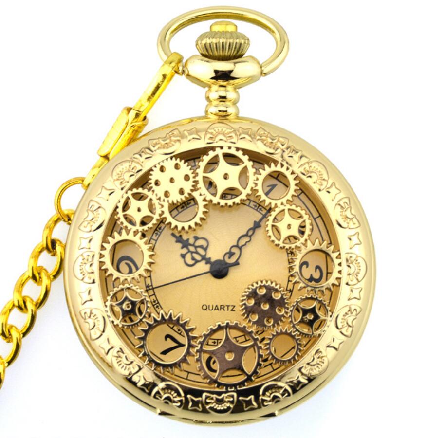 Gothic Big Roman Hollow Pocket Watch - Harajuku Style