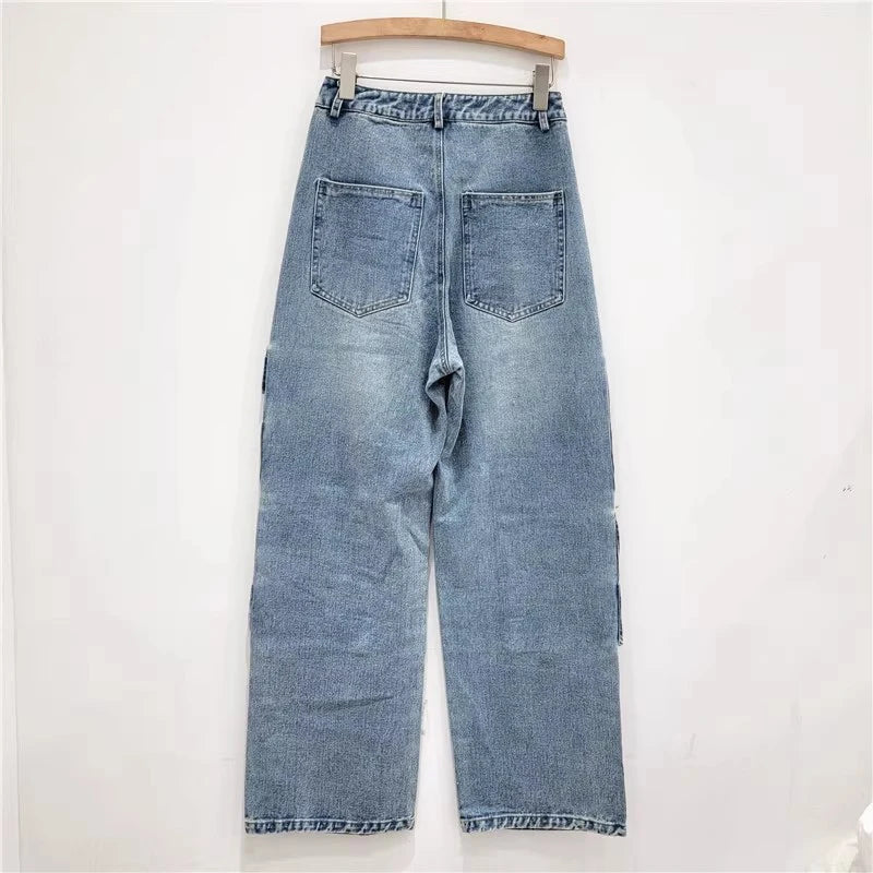 Harajuku Style Women's High Waist Wide Leg Denim Pants