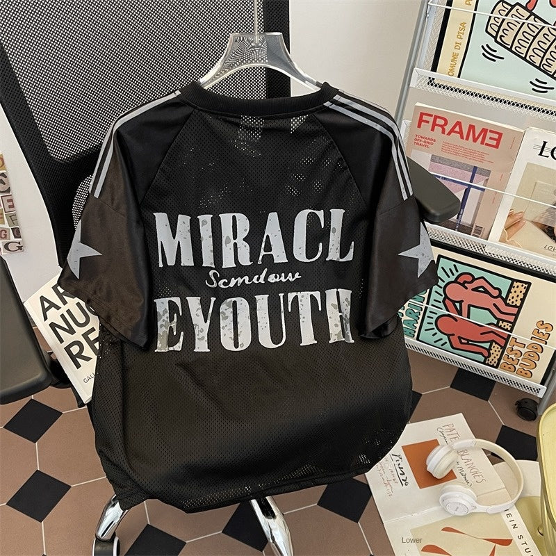 Harajuku Style Graffiti Print V-Neck Jersey