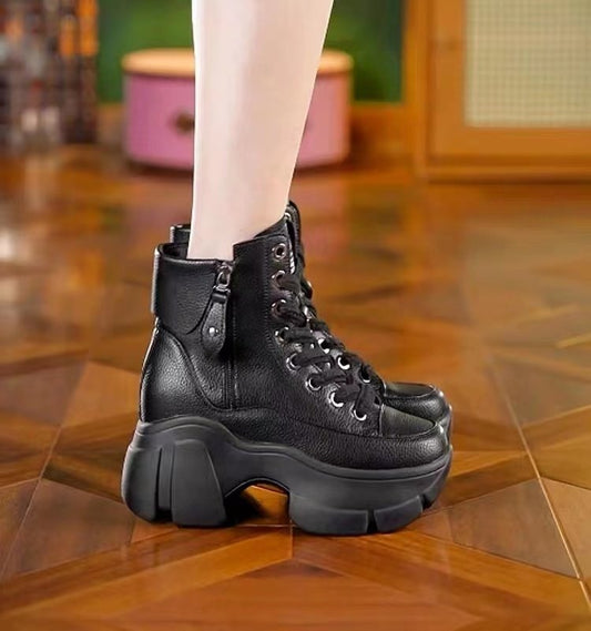 Playful Plush Dad Shoes - Retro Martin Boots for Women