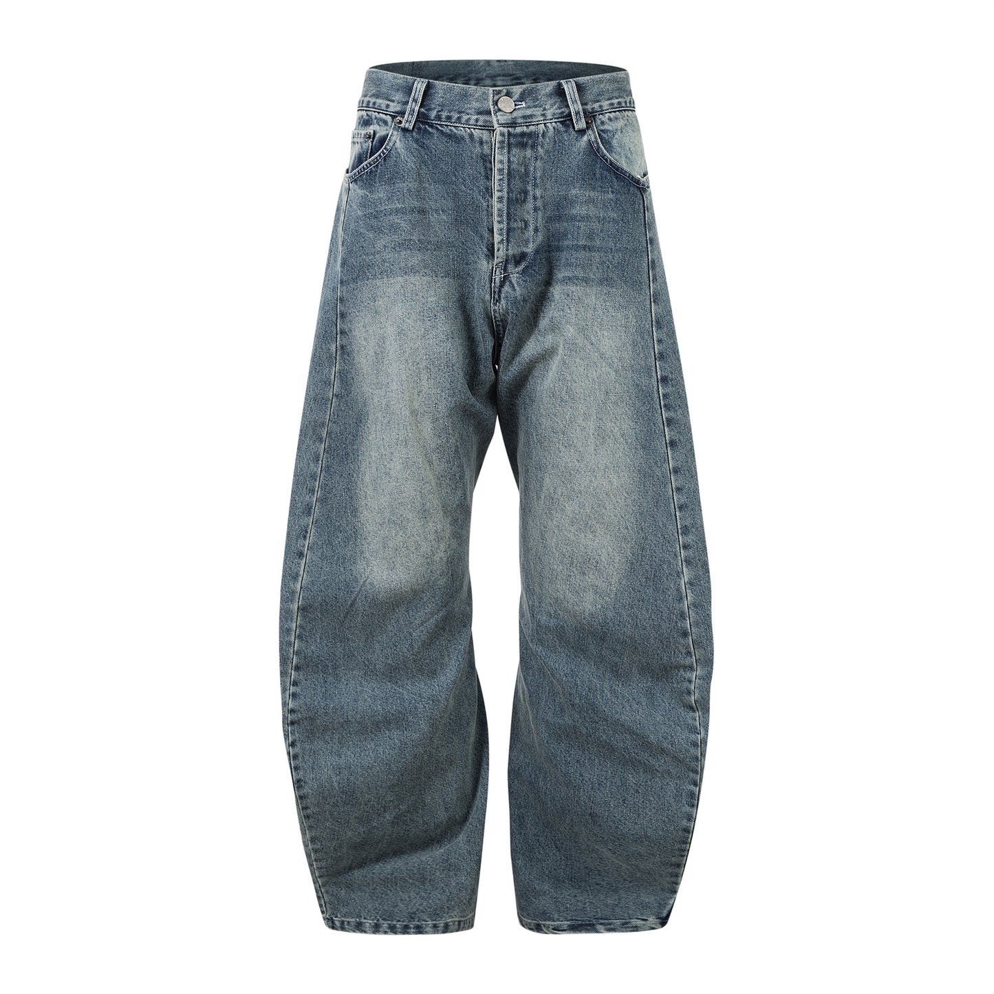 Harajuku-Style Washed Blue Denim Loose Fit Jeans
