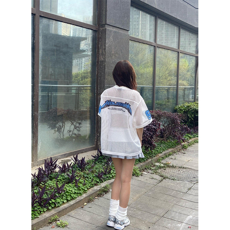 Retro Harajuku Style Short-Sleeved Jersey T-Shirt