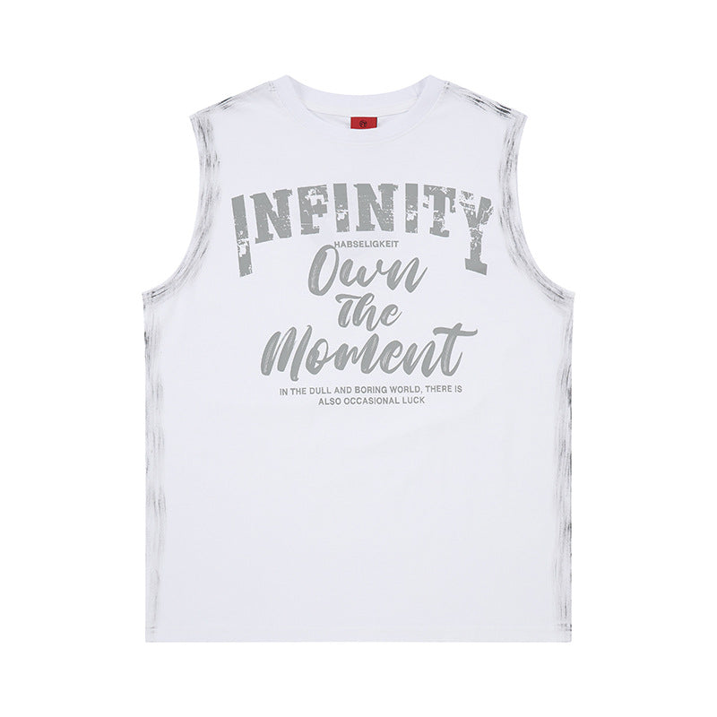 Hand Drawn Graffiti Letter Vest — Harajuku Street Style Cotton Vest (Black/White)