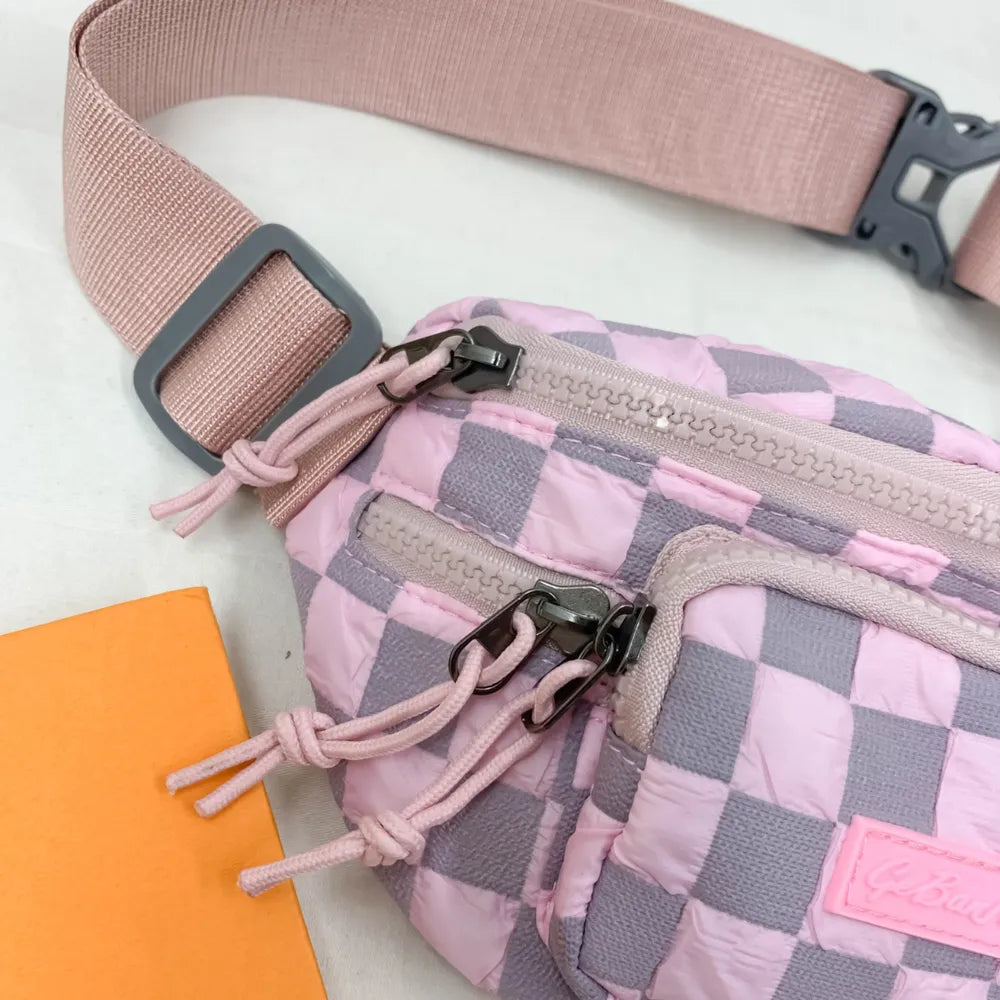 Harajuku Style Checkered Adjustable Strap Crossbody Bag
