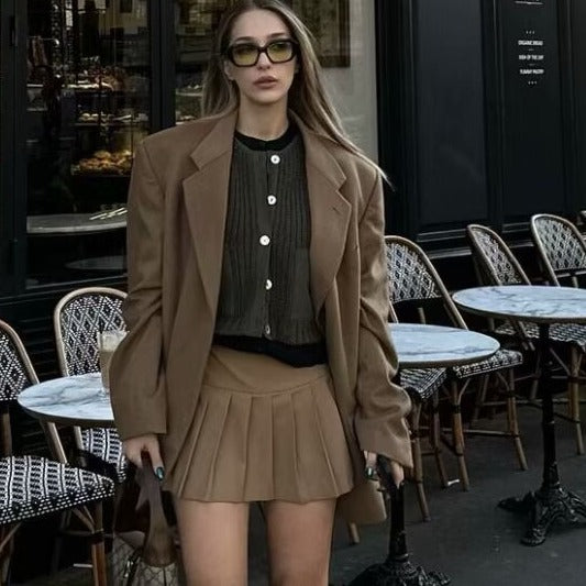 Solid Color Stylish Street Short Pleated Skirt for Women