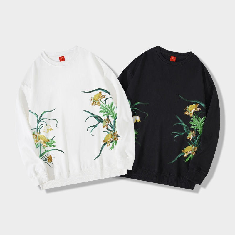 Floral Embroidery Tassel Sweatshirt - Harajuku Style