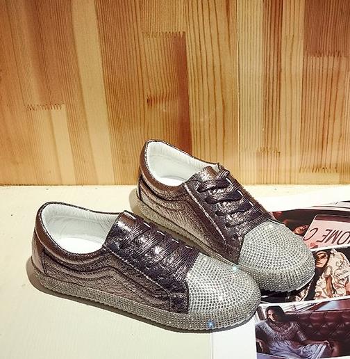 Harajuku Style Women’s Sneakers - Golden Silver Bling Flats