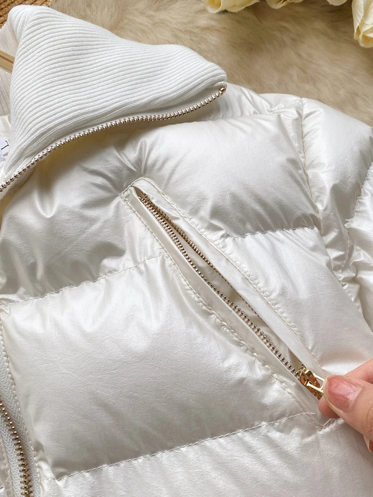 Playful Brown Winter Crop Coat for Women