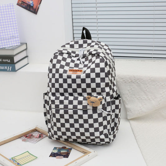 Harajuku Style Plaid Backpack - Large Capacity Schoolbag