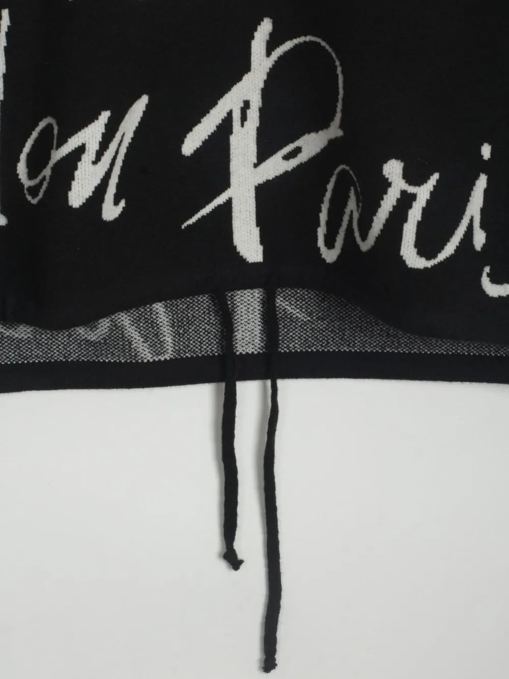 Drawstring Hem Letter Pattern Sweater