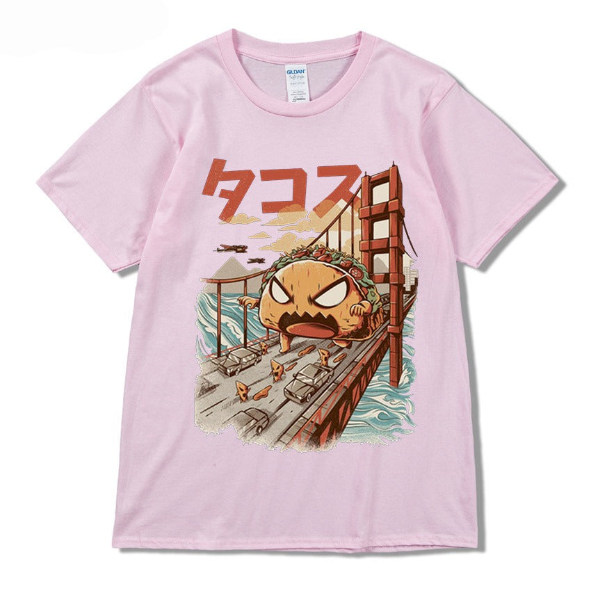 Harajuku Style Playful Rice Roll Graphic Tee for Men