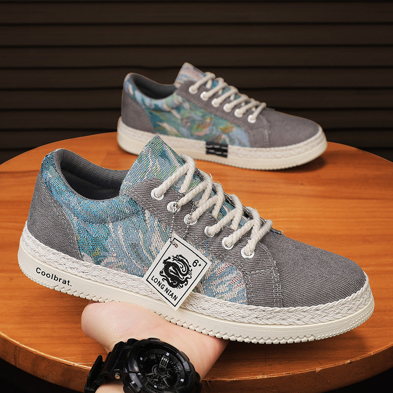 Trendy Harajuku Men's Casual Linen Board Shoes