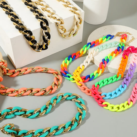 Colorful Cuban Chain Necklace - Harajuku Style