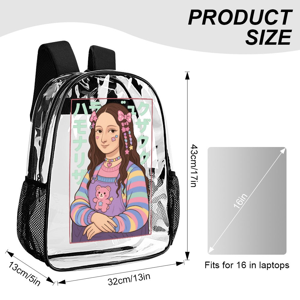 Harajuku Mona Lisa Transparent Backpack 17 Inch