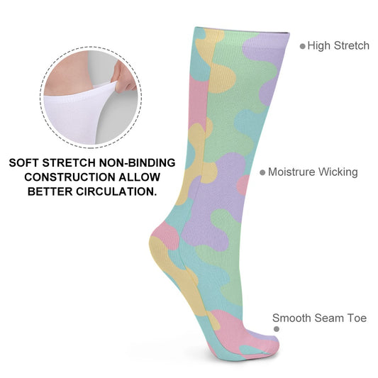 Harajuku Pastel Rainbow Camo Thick Stockings