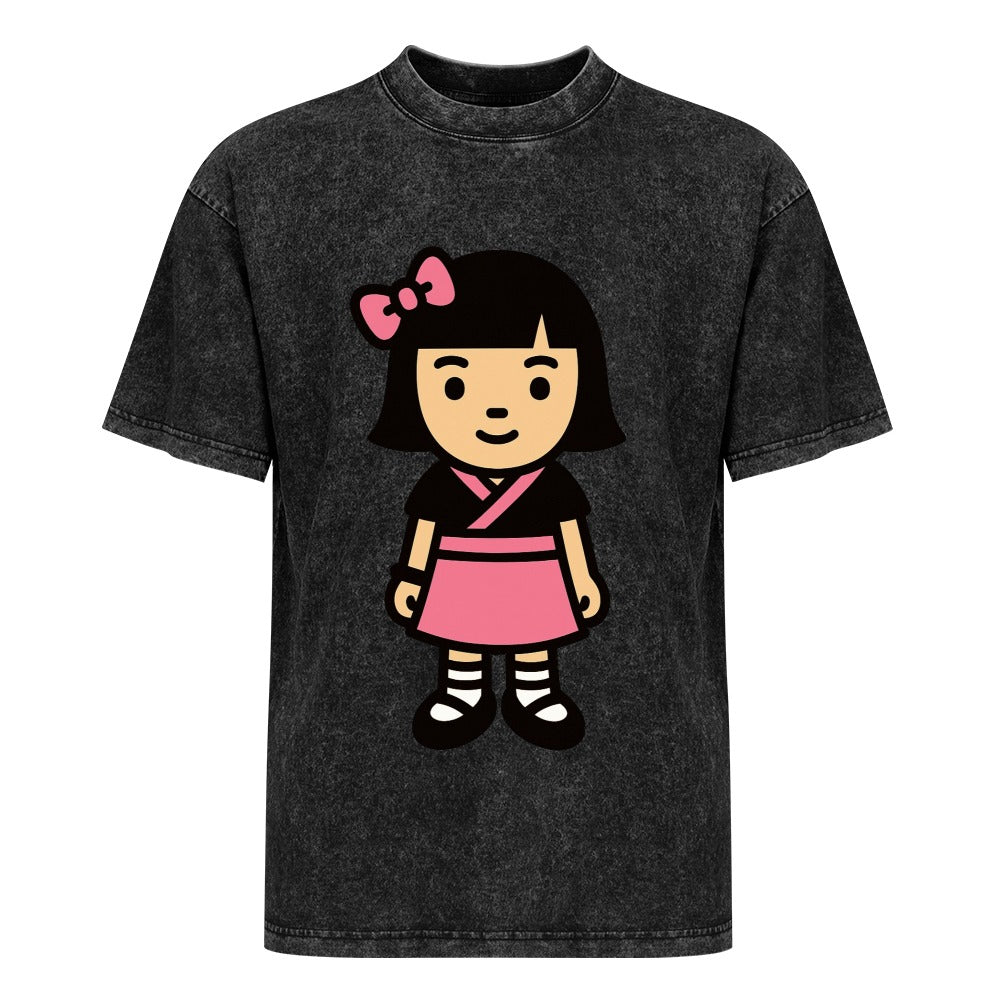 Kawaii Harajuku Girl Vintage Wash Off Shoulder T-Shirt