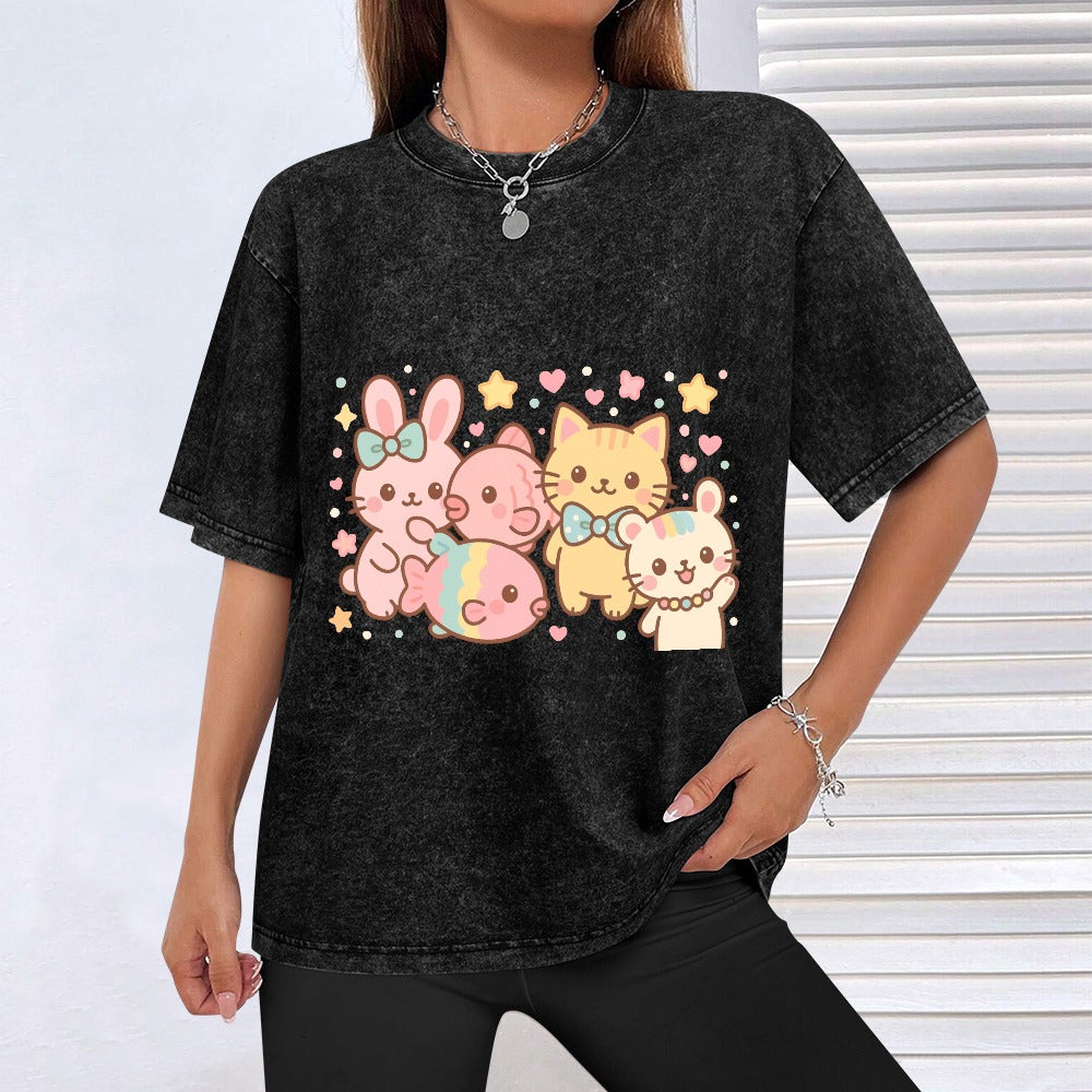 Harajuku Legends Group Photo Vintage Wash Off Shoulder Tee
